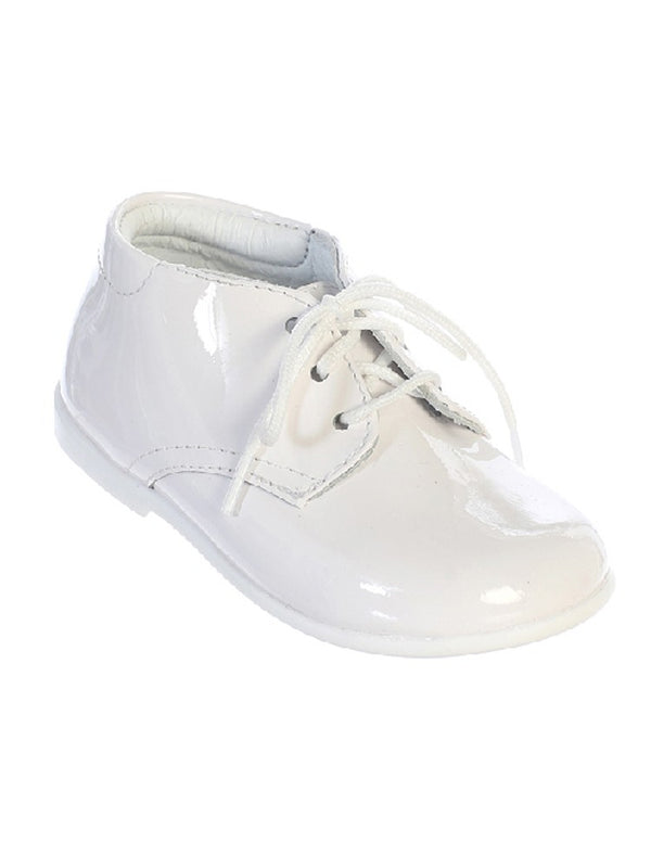 Baby Boys White Patent Leather Lace Up Dress Shoes 0-4 Baby - SophiasStyle.com